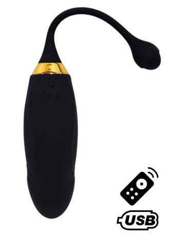 HAPPY, Un Œuf vibrant long USB avec télécommande, dans un silicone médical doux et lisse - B70BLK